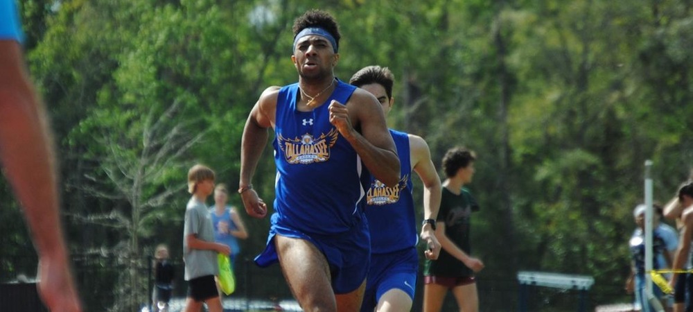 Khalil Randell nears the finish line in Wednesday's 800m race